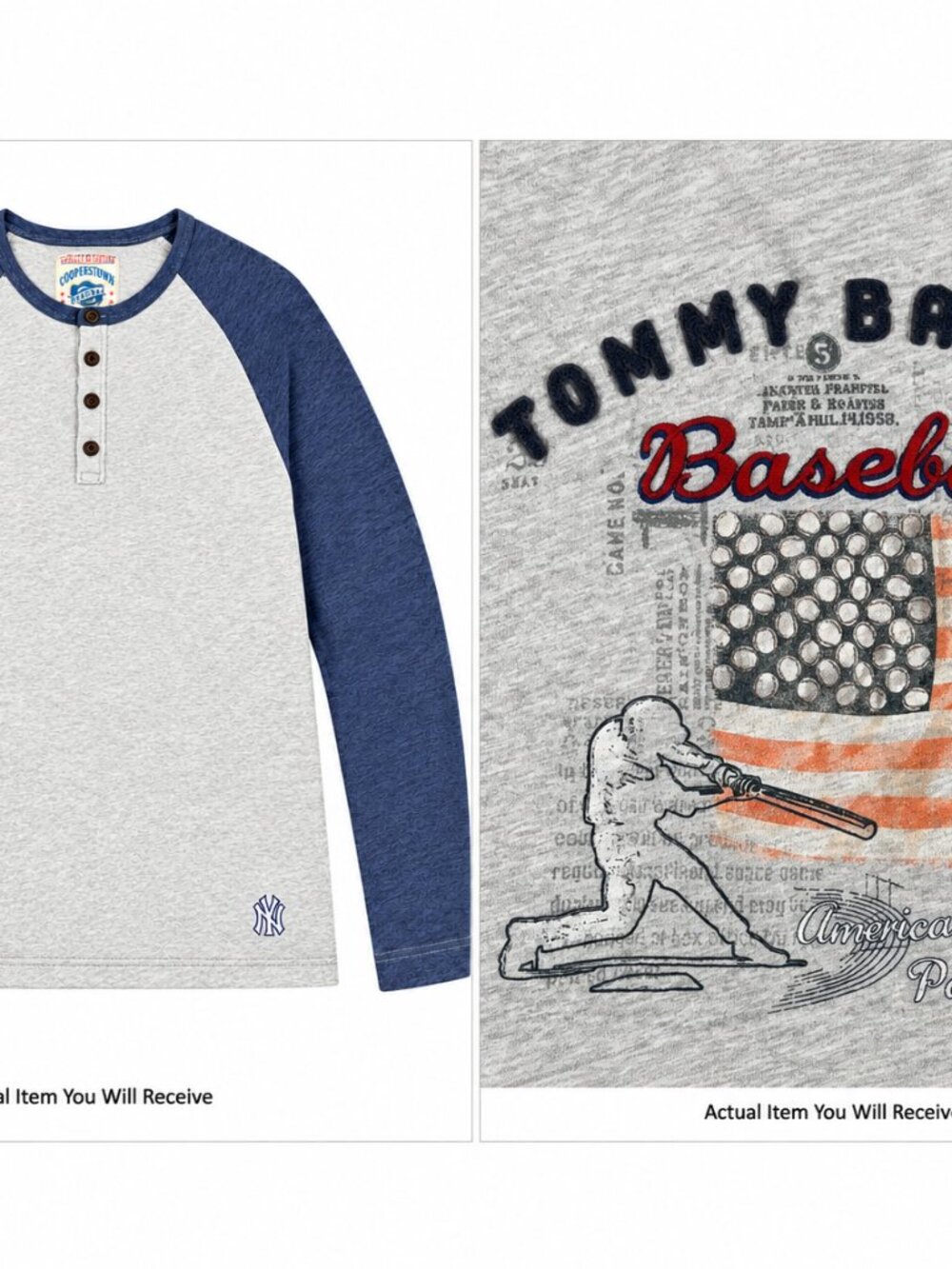 ⚾🇺🇸Vintage Tommy Bahama NY Yankees XXL Raglan Baseball Shirt MLB American Flag
